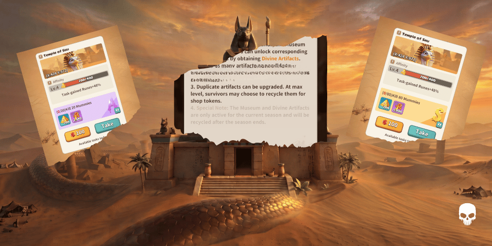 Ruin Tasks, Divine Artefacts and Museum Buffs